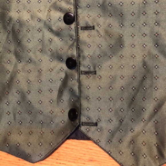 Boy's Green Patterned Formal Suit Vest - Picture 4 of 6